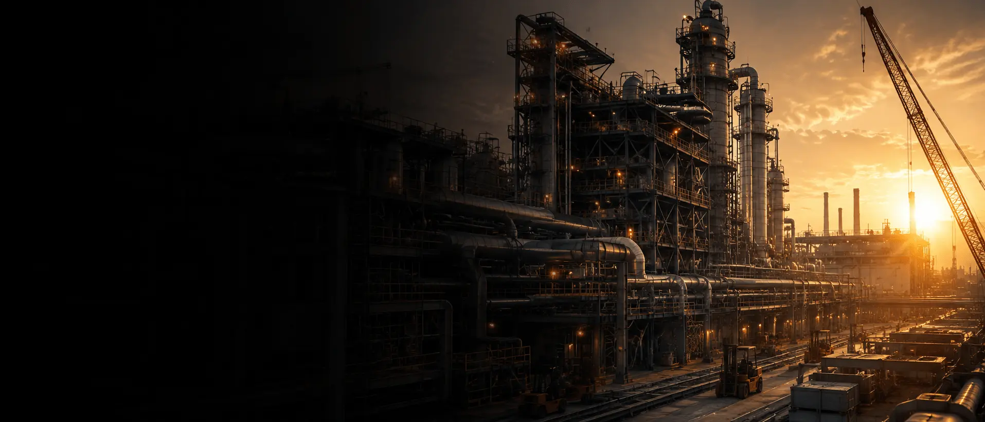 Industrial refinery plant at dusk