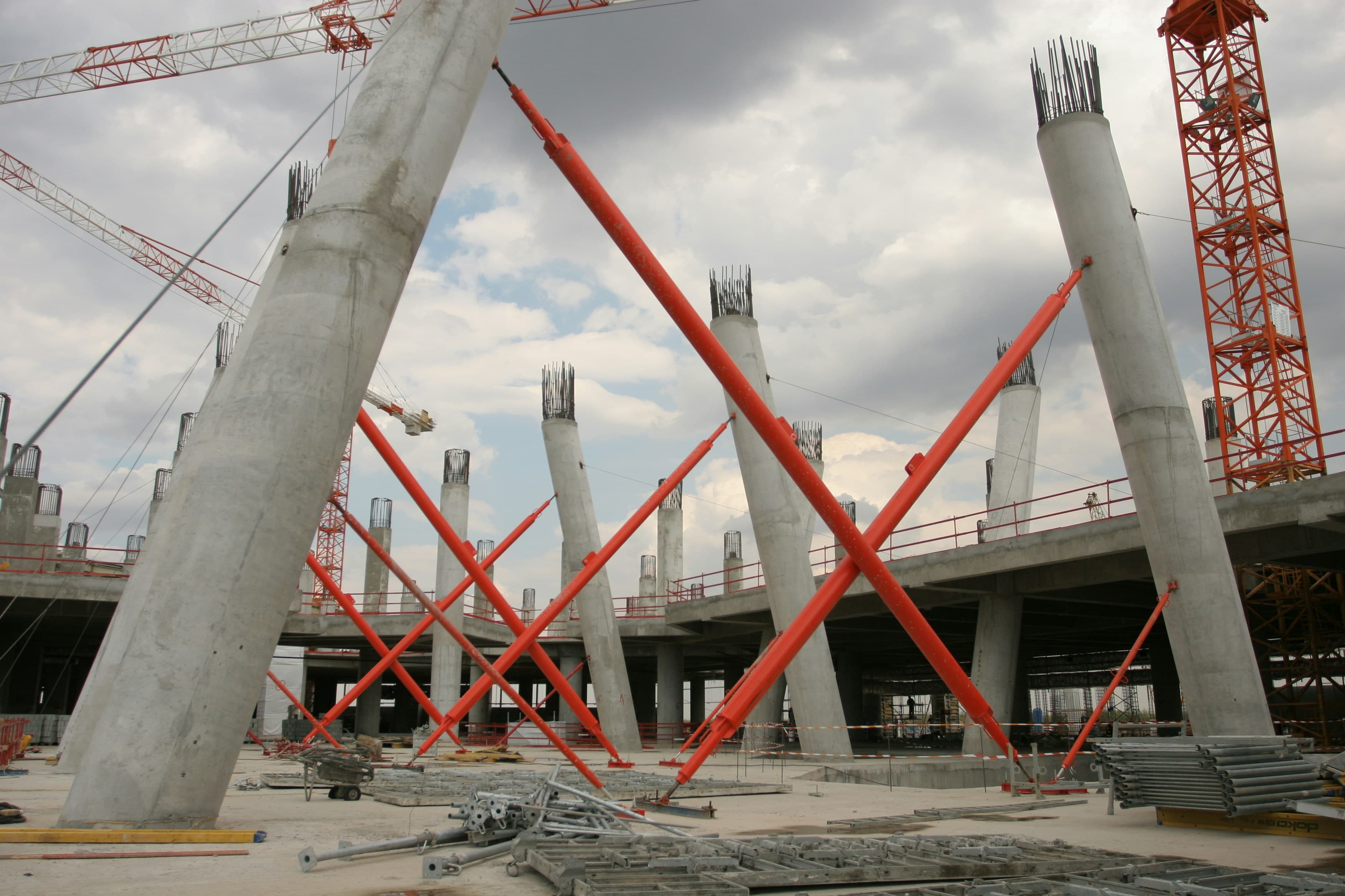 Construction site with a crane and building under development